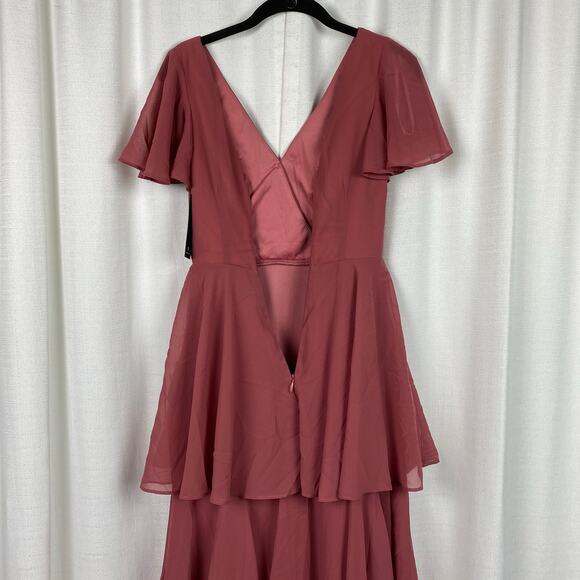Lulus Sincerely Exquisite Rusty Rose Short Sleeve Tiered Maxi Dress Sz.XS NWT - Picture 12 of 16